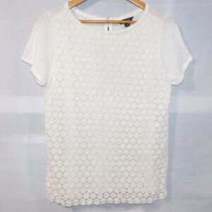 Lands  End Womens 10-12 Crochet Overlay Top